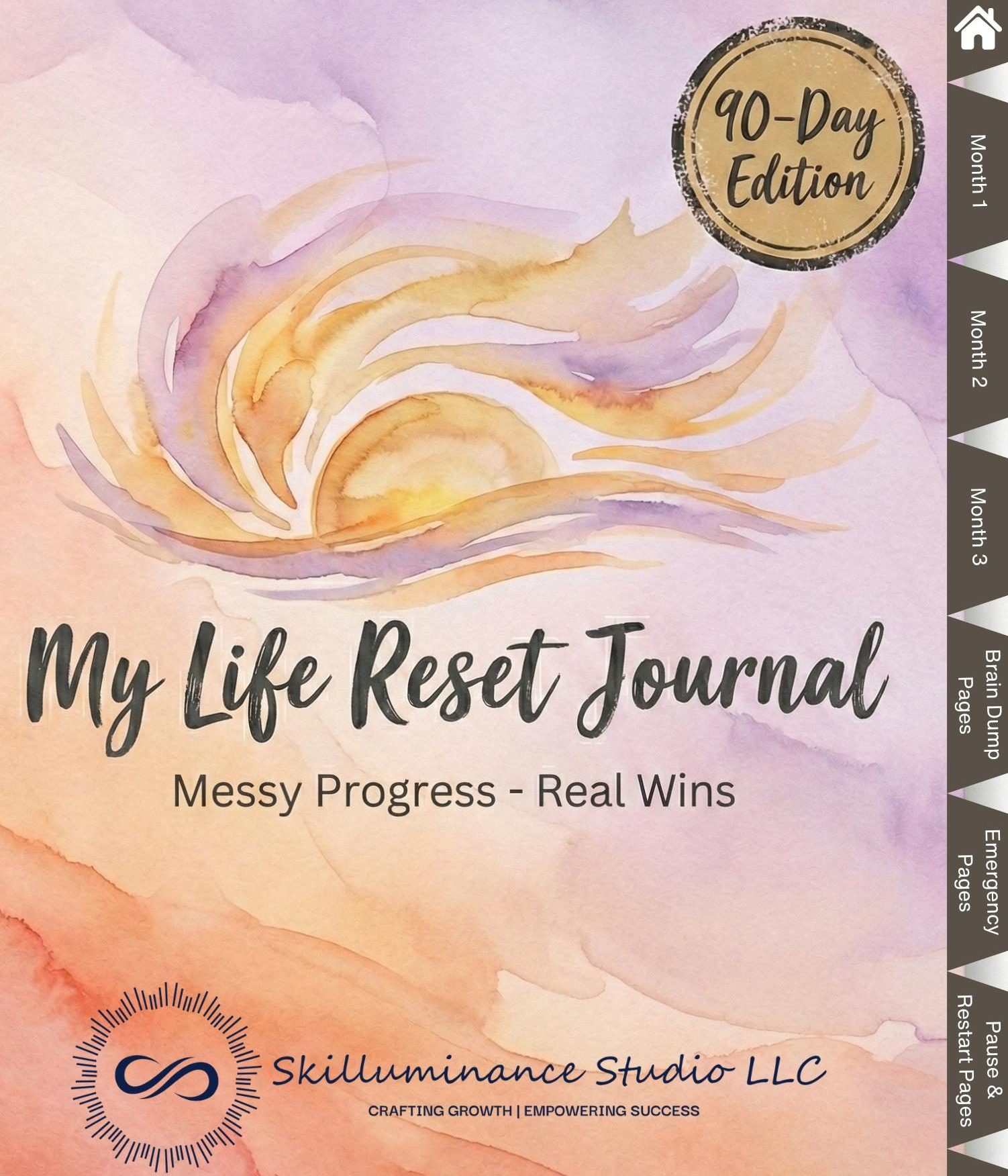 90 Day Digital Life reset journal with navigation buttons